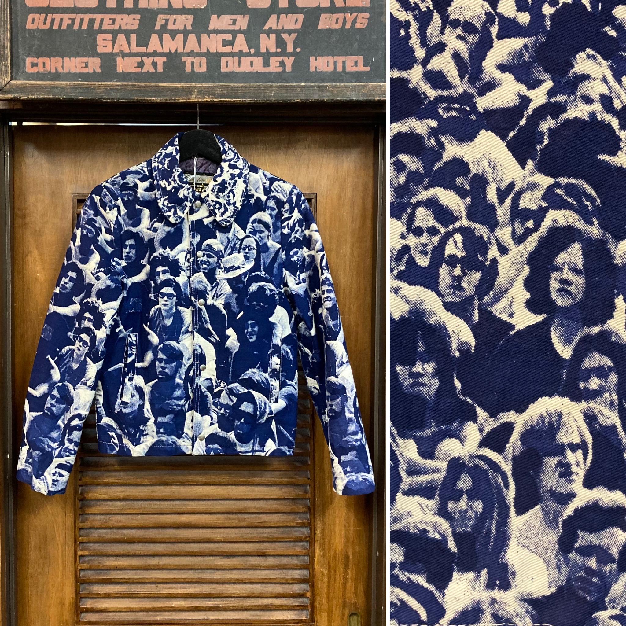 ジャケット・アウター 70s Vintage Woodstock Photo Printed Cape Vintage 1960s 70s Woodstock Photo Print Denim Cape Baron Wolman By