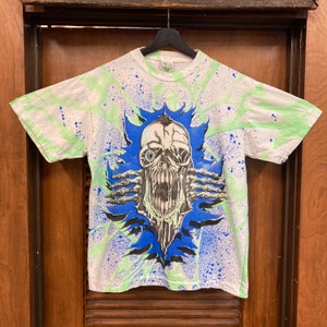 Vintage 1980s Deadstock Skull Skeleton New Wave Skate Surf Cotton T-Shirt, 80s Tee Shirt, Vintage Clothing image 2