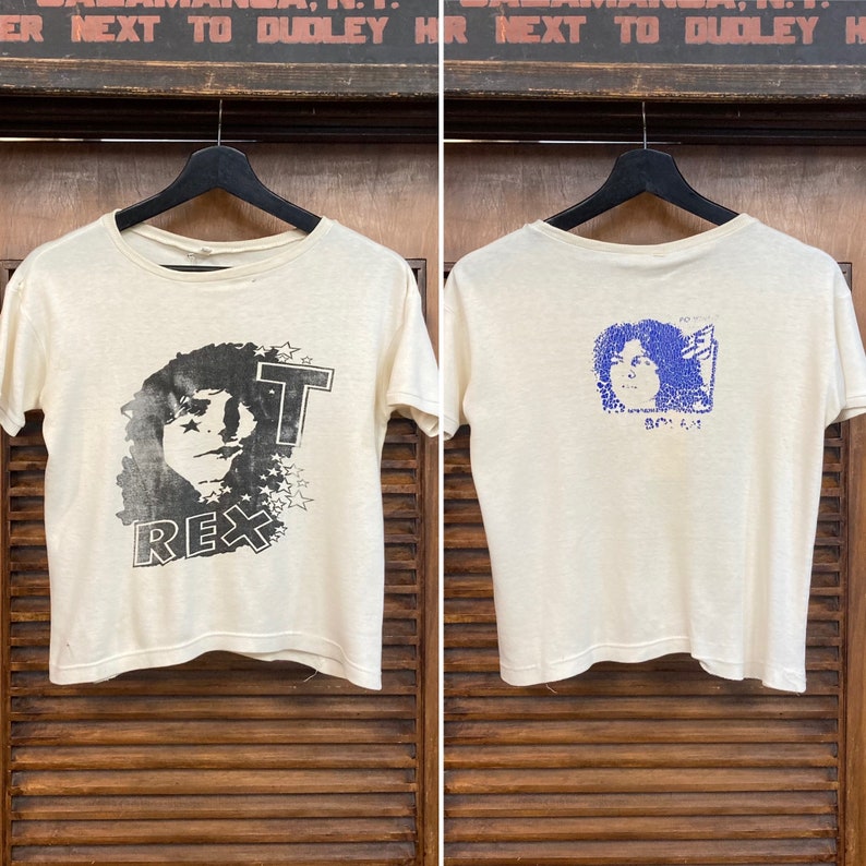 Vintage 1970s Original T. Rex Marc Bolan Glam Rock Band Two-Sided Authentic T-Shirt, 70s Tee Shirt, Vintage Clothing image 1