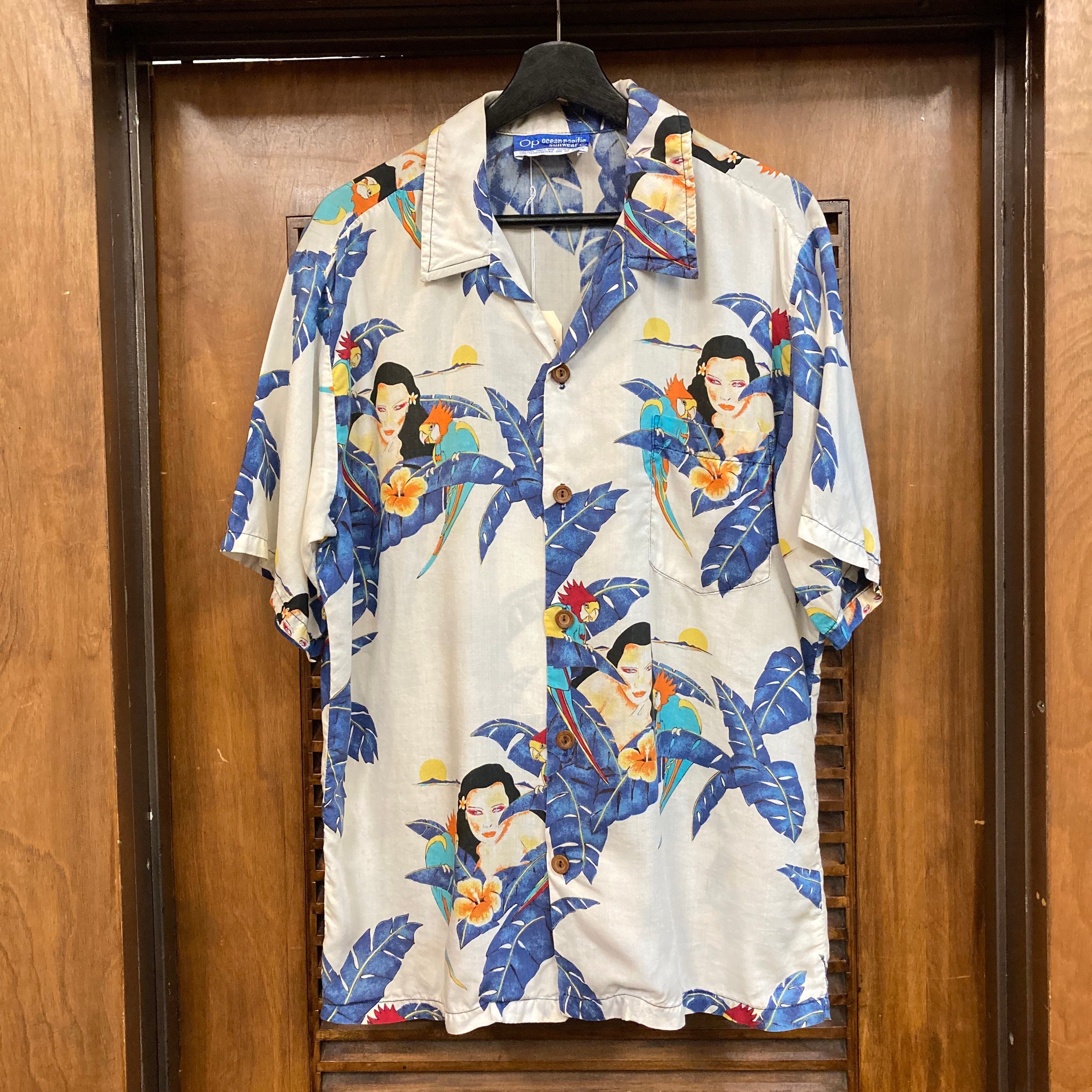 Vintage 1980s Ocean Pacific Hula Girl Print Hawaiian Shirt | Etsy