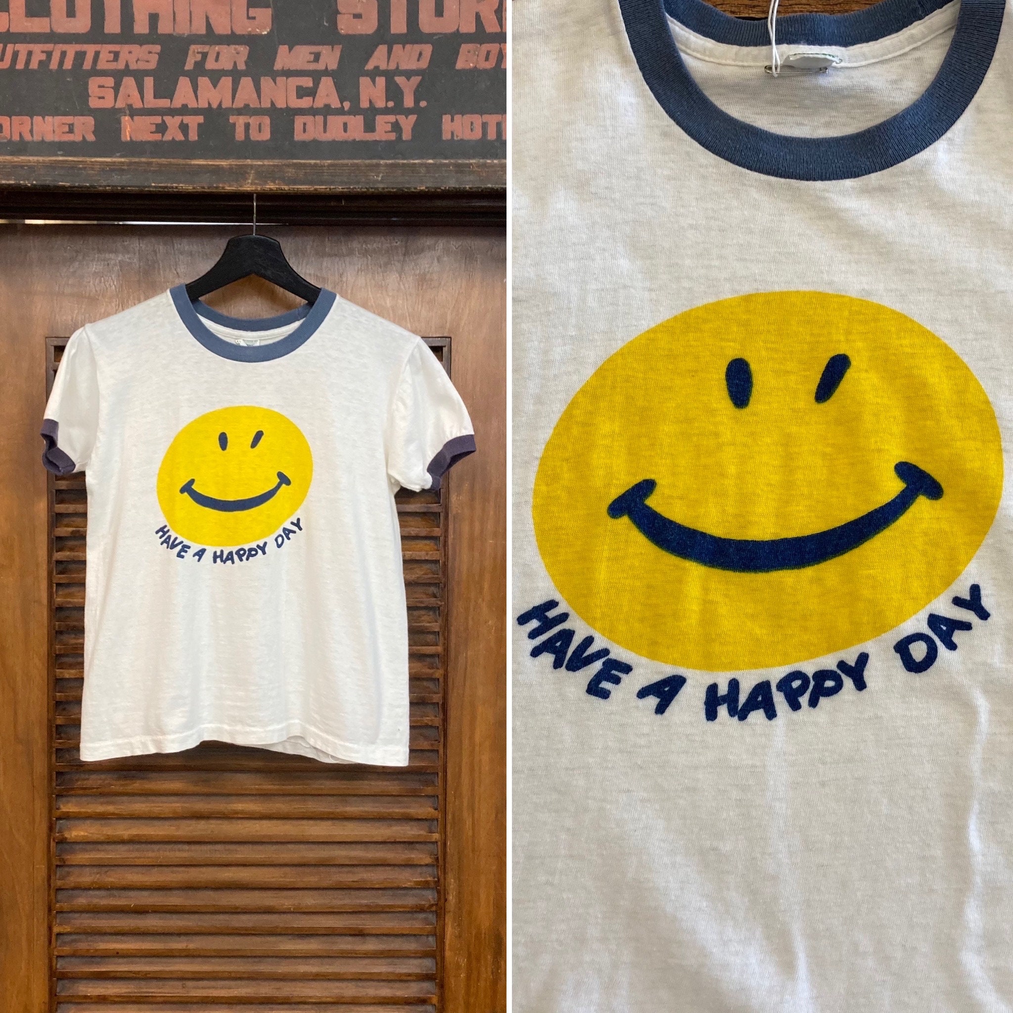 Vintage 1960s Smiley Face have a Happy Day Ringer Cotton T-shirt, Original, Hippie, Mod, 60s Tee Shirt, Vintage Clothing - Etsy Vintage 1960s Smiley Face have a Happy Day Ringer Cotton T-shirt, Original, Hippie, Mod, 60s Tee Shirt, Vintage Clothing - Etsy
