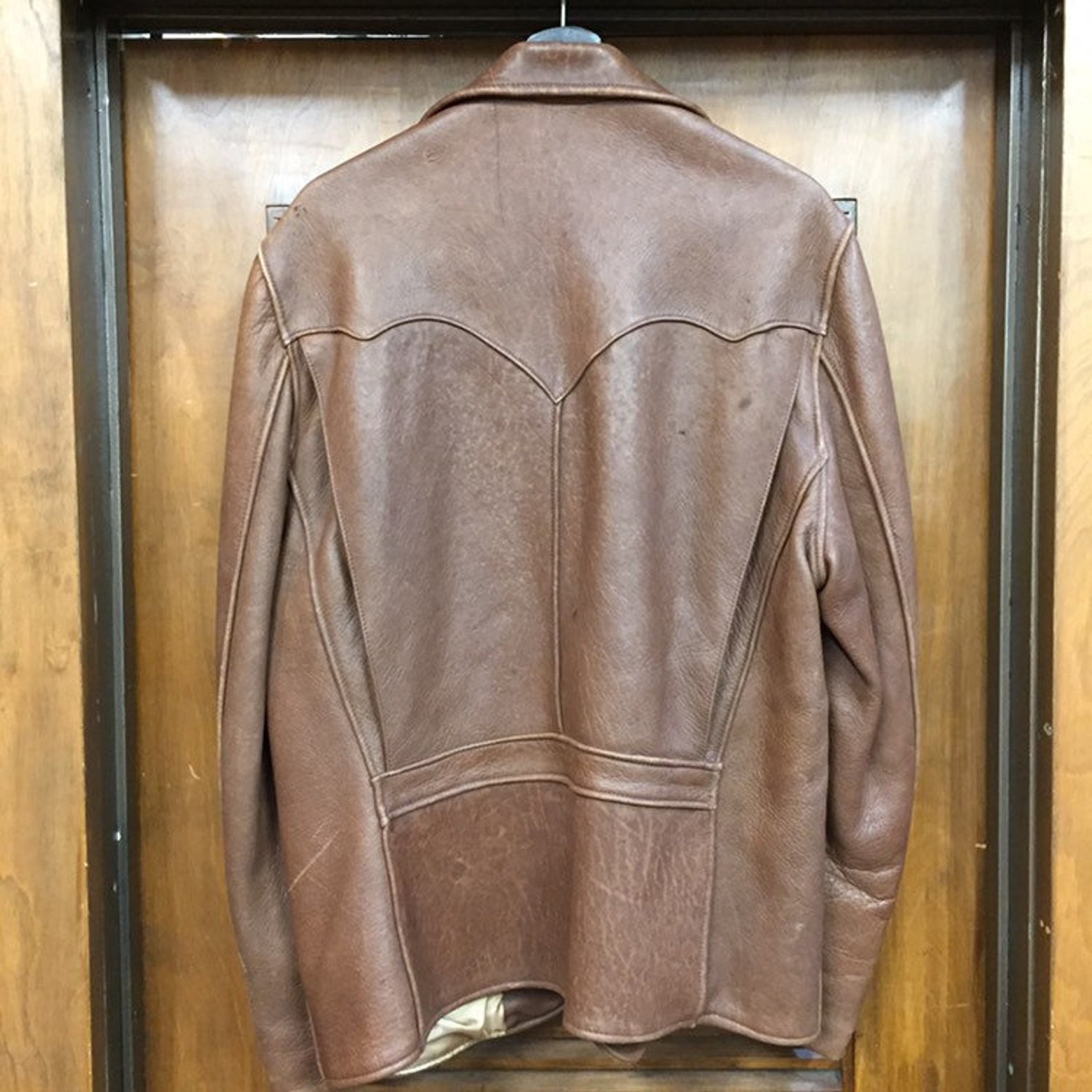 Vintage 1960s 40s Style Elk Hide Backbelt Leather Jacket Etsy