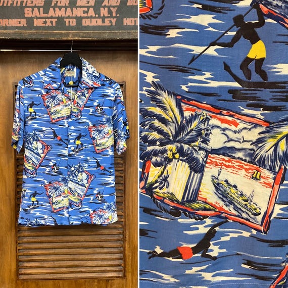 Vintage 1950's “mcgregor” Atomic Postcard Rayon Loop Collar