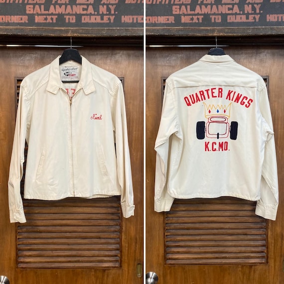 60’s〜Angelica stripe work jacket Vintage 1960's Car Club Racing Windbreaker Mod Embroidered
