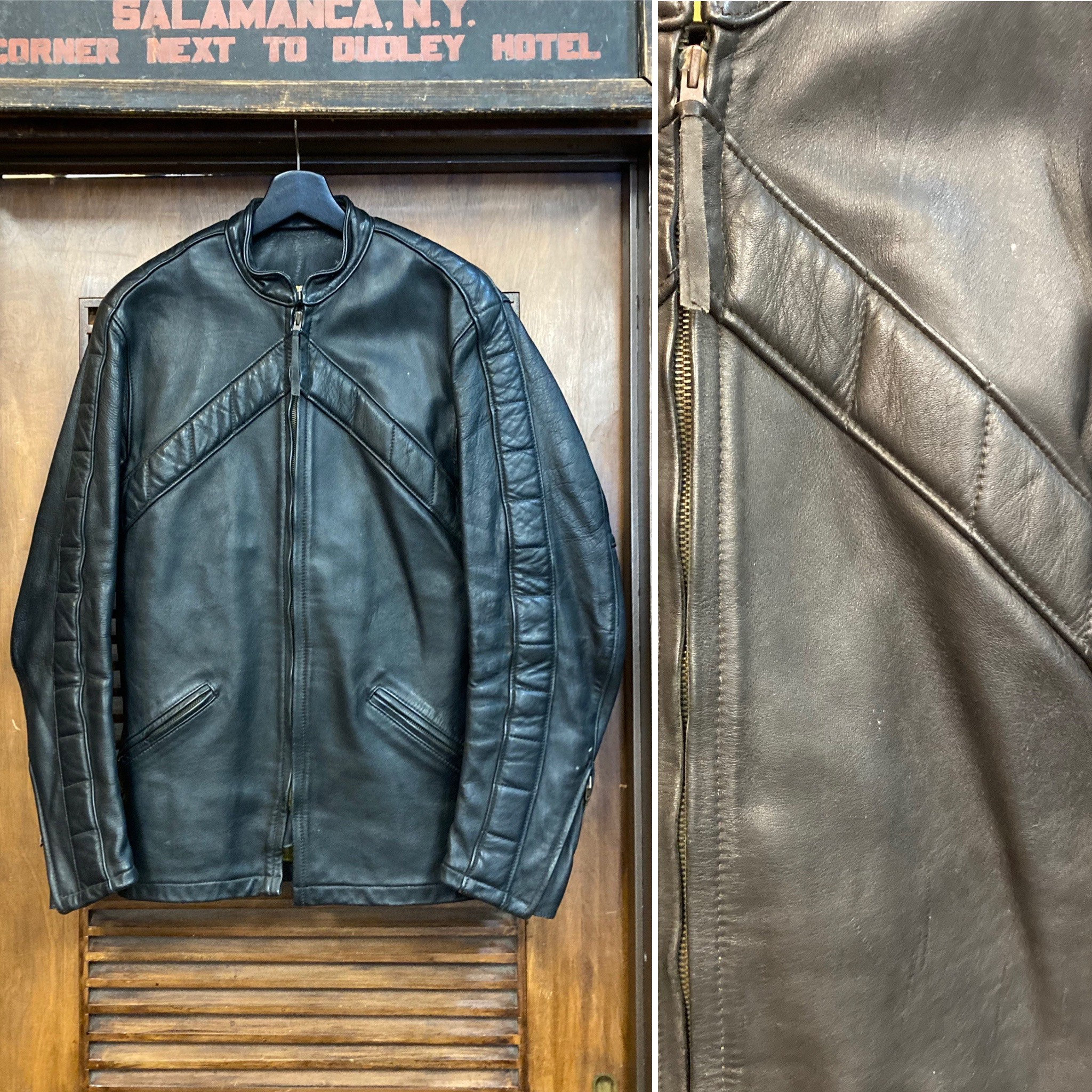 Vintage 1960s bates Label Cafe Racer Leather Jacket photo