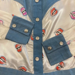 Vintage 1960s Hot Lips Mod Glam Rock Denim Cropped Jacket, 60s Denim Jacket, Vintage Pop Art, Vintage Clothing image 6