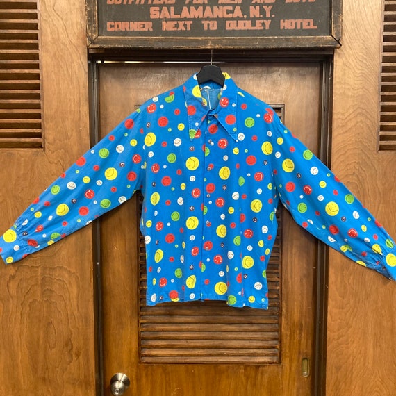 Vintage 1960's Smiley Face Hippie Disco Glam Cotton Long
