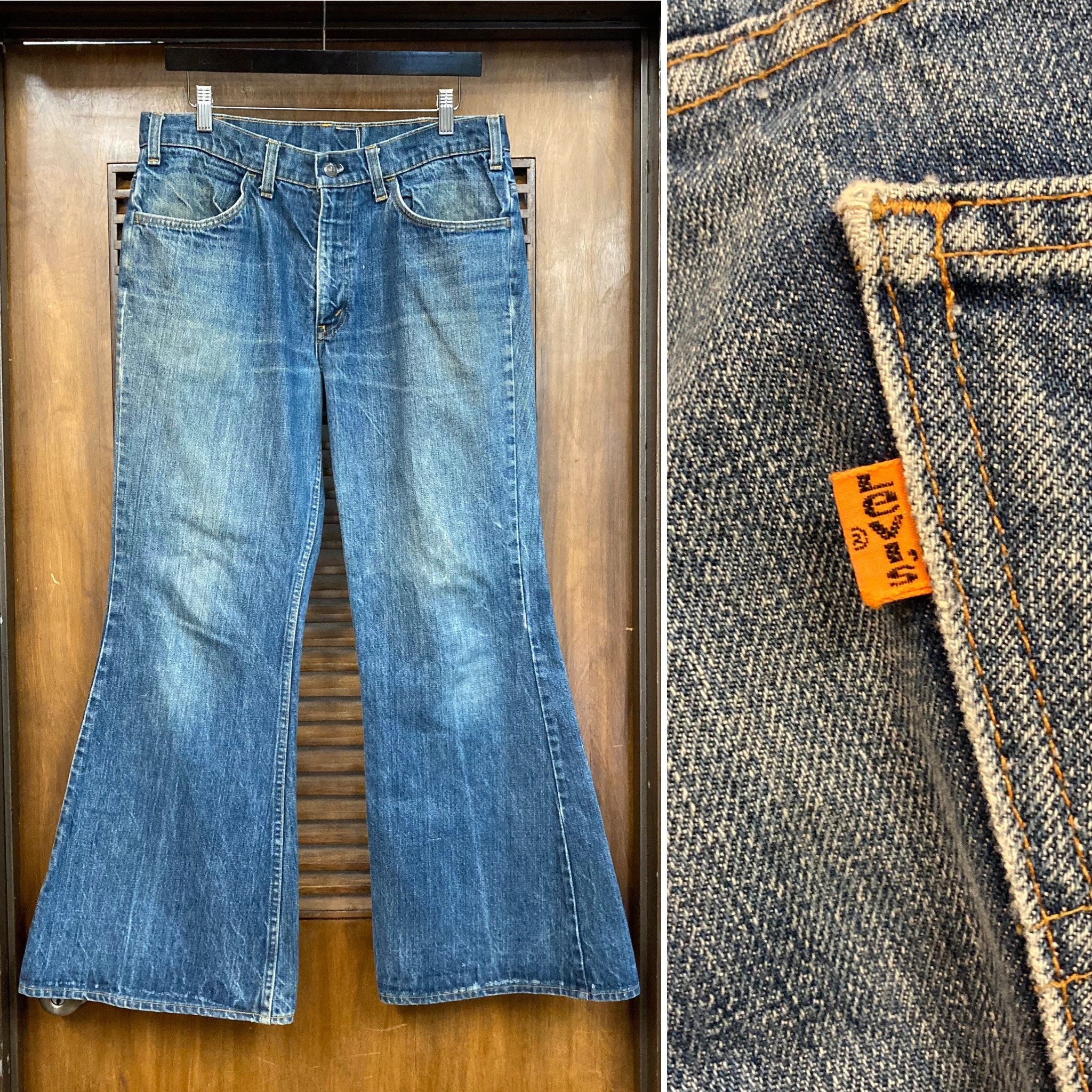 Vintage 1970s W34 Levis 684 elephant Bell Denim Flare picture