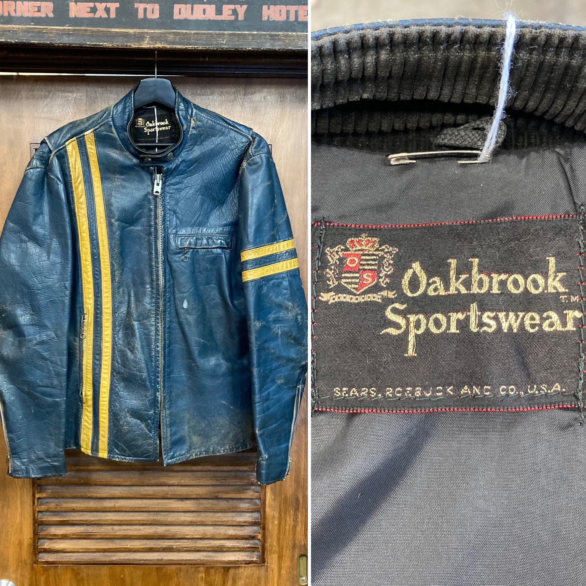 Vintage 1960s oakbrook Sportswear Blue X Yellow Cafe Racer - Etsy