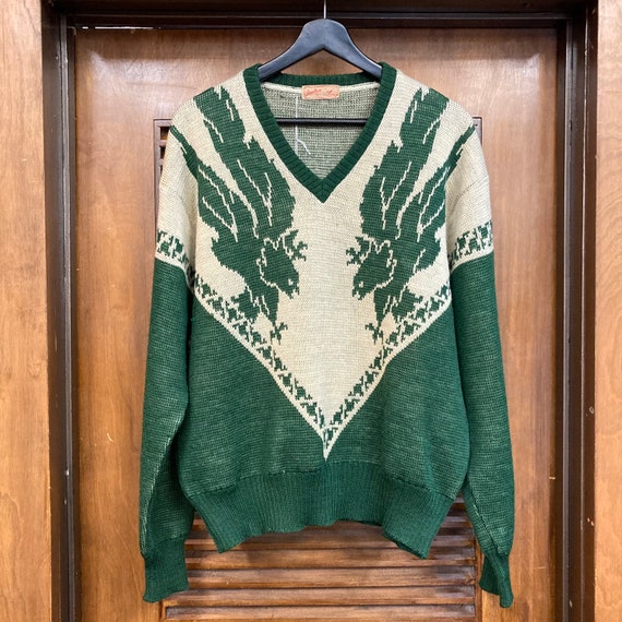 Vintage 1940's “jantzen” Hawk V-neck Knit Rockabilly Sweater Vintage 1940's “jantzen” Hawk V-neck Knit Rockabilly Sweater