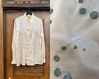 Vintage 1970's "Jizz" Glam Rock Glitter Bubble Western Cowboy Shirt, Vintage Clothing, Vintage Western Shirt, Cowboy Shirt, Vintage 1970s