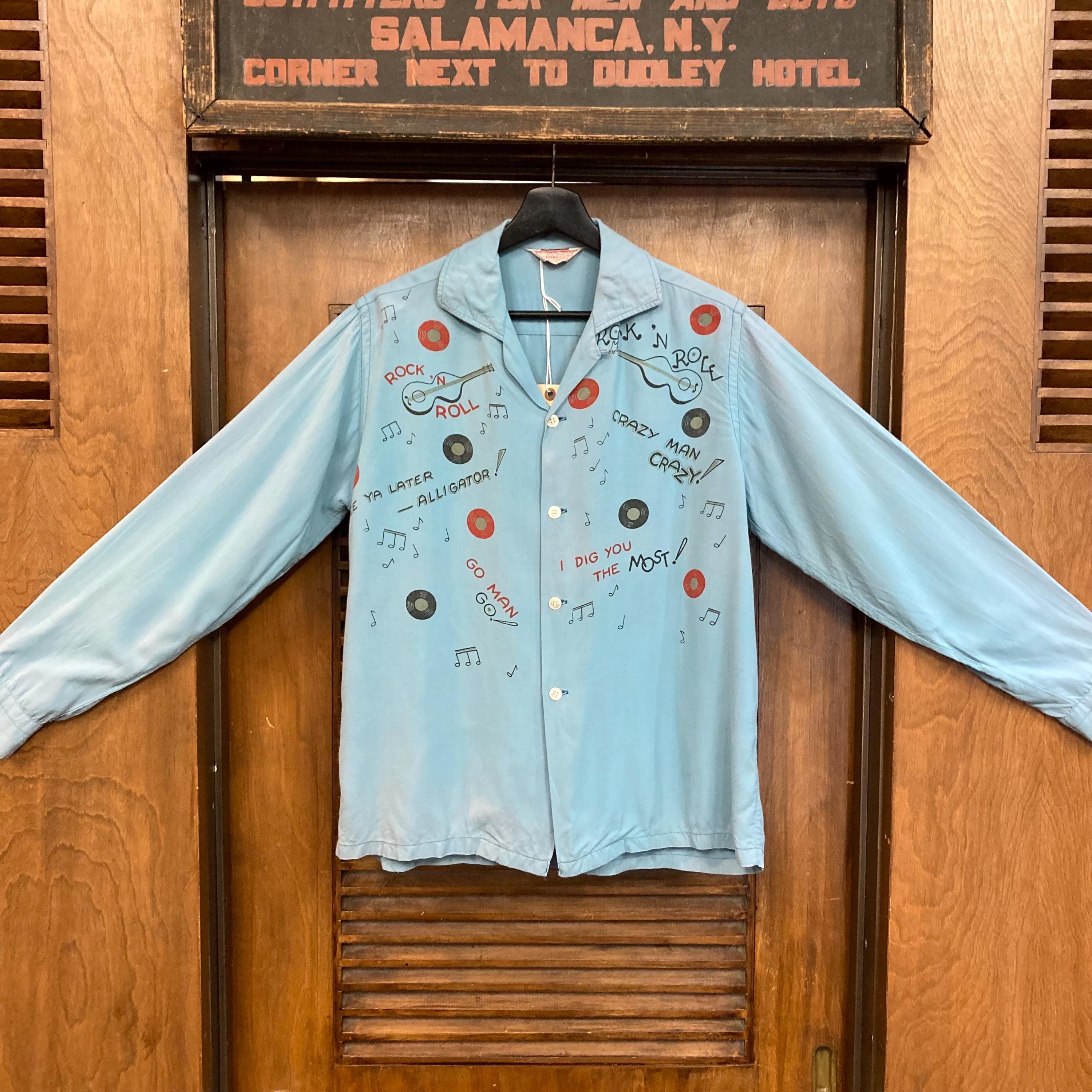 Vintage 1950's Original Rock N' Roll Rayon Rockabilly Shirt
