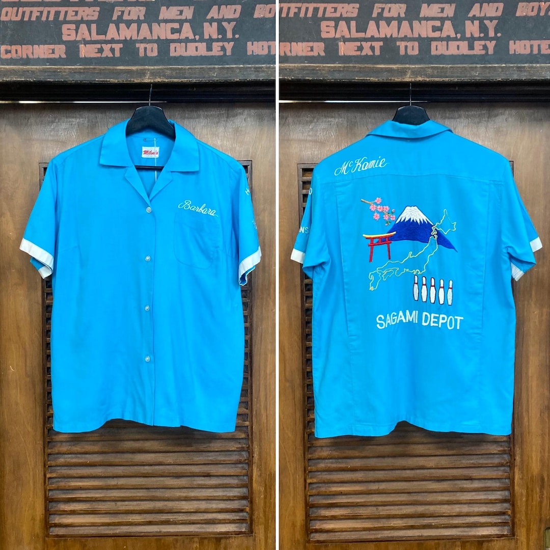 60's ビンテージ ミリタリー ボーリングシャツ 大戦物 ベトジャン VFW Vintage 1960's Japan Military Souvenir Tour Cotton Bowling Shirt