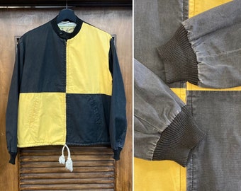 Vintage 1950’s Black and Yellow Mod Nautical Cotton Windbreaker Jacket, 50’s Vintage Clothing