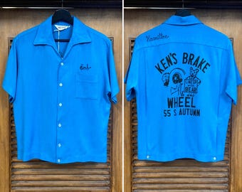 Vintage 1950's Coca-cola Soda Flocked Detail Rayon Bowling Shirt