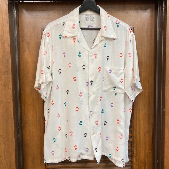 Vintage 1950's Nub Rayon Atomic Pirate Ship Kramer Loop Vintage 1950's Nub Rayon Atomic Pirate Ship Kramer Loop