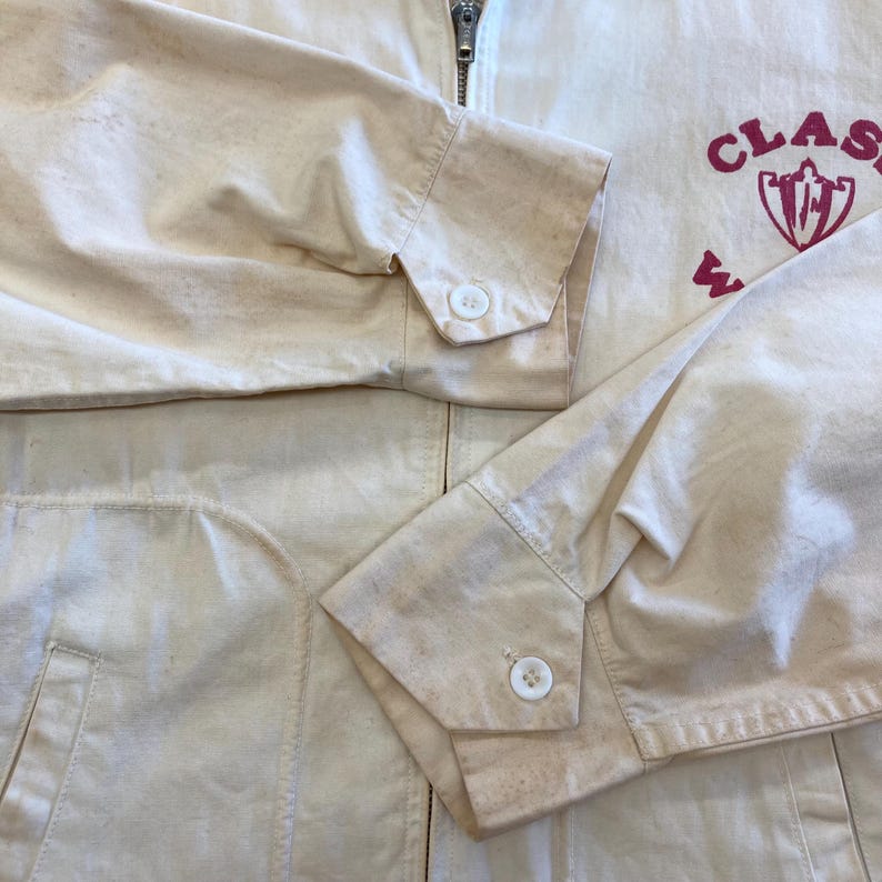Chaqueta cortavientos de algodón vintage de los años 50, ganadora de la categoría de carreras de resistencia NHRA Hot Rod, original, chaqueta Dragway, chaqueta de los años 60, ropa vintage imagen 8