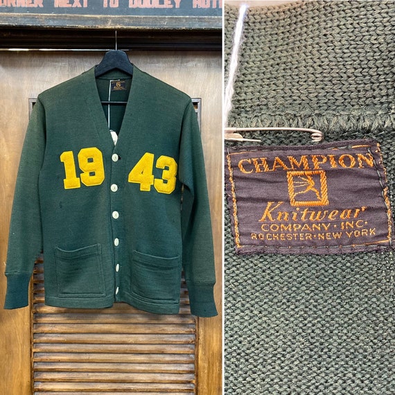 Vintage 1940’s “Champion” Label Wool Athletic Car… - image 1