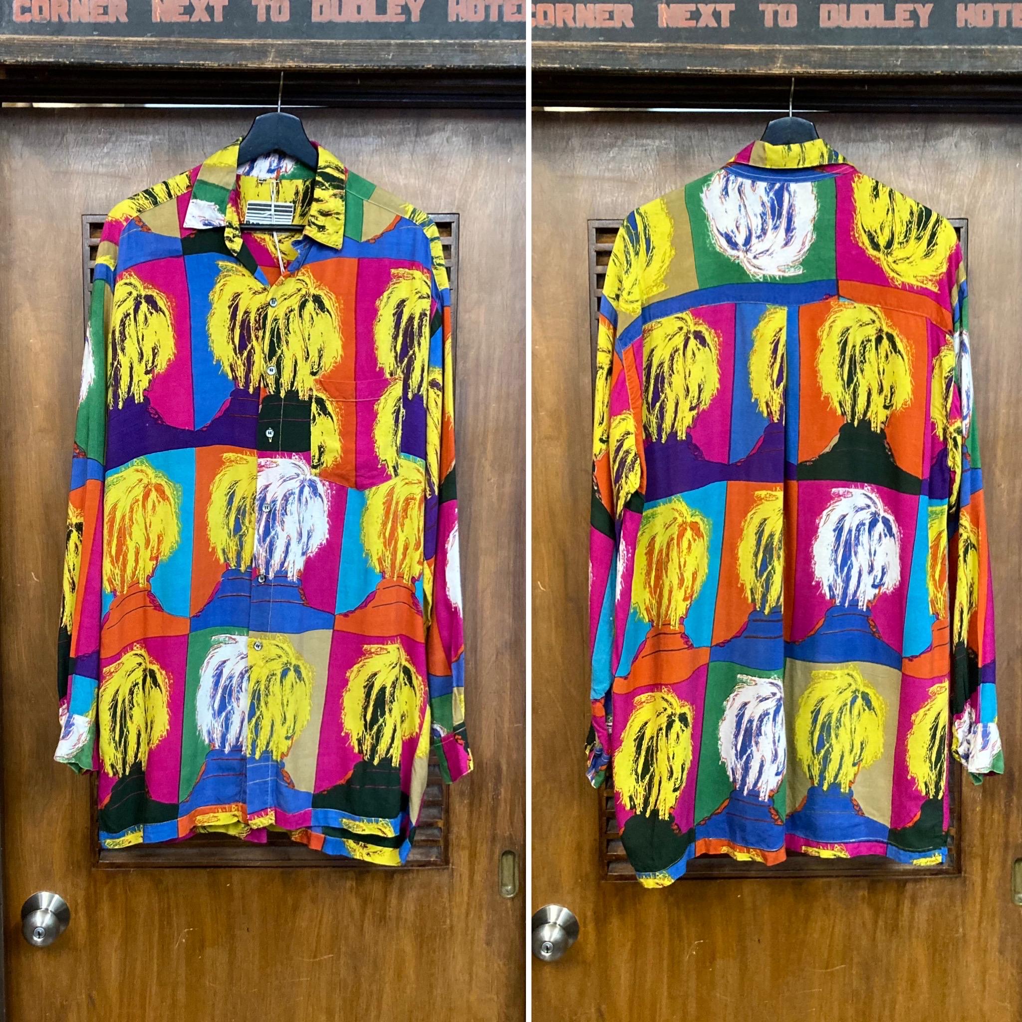 トップス 1980s Andy Warhol all pattern rayonshirt Vintage 1980's Andy Warhol New Wave Rayon Oversized AOP All