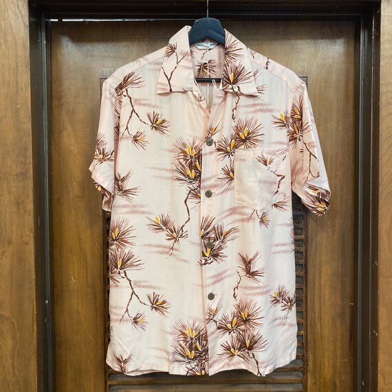 Vintage 1940's Asian Japan Design Silk Hawaiian Shirt, Loop Vintage 1940's Asian Japan Design Silk Hawaiian Shirt, Loop