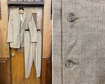 Vintage 1950’s Patch Pocket Atomic Fleck Wool Rockabilly 2 Piece Jacket Pant Suit, Rockabilly, 1950s, Atomic, Fleck, Wool, Suit