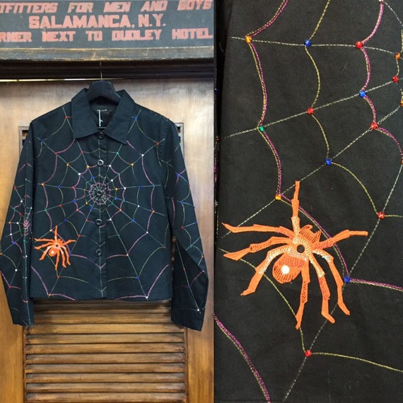 Vintage 1980’s Spider and Web Appliqué Detail Amaz