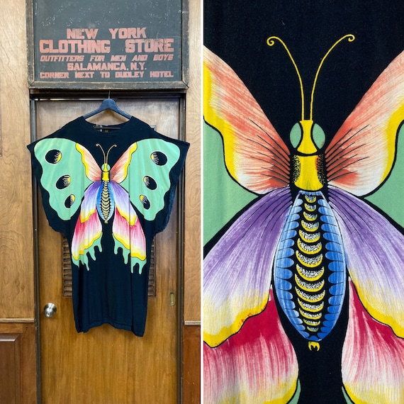 Vintage 1980’s Butterfly Caftan Dress, Vintage Caf