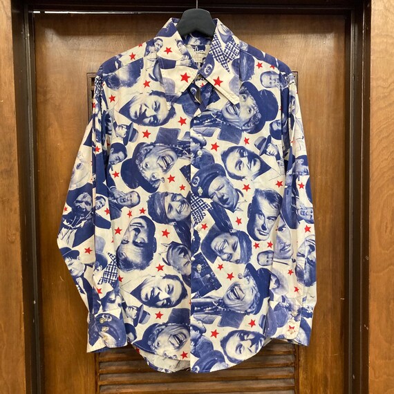 Vintage 1960’s Hollywood Stars Photoprint Pop Art 50/50 Cotton/Poly Shirt, 1960’s Shirt, 1970’s Shirt View 3