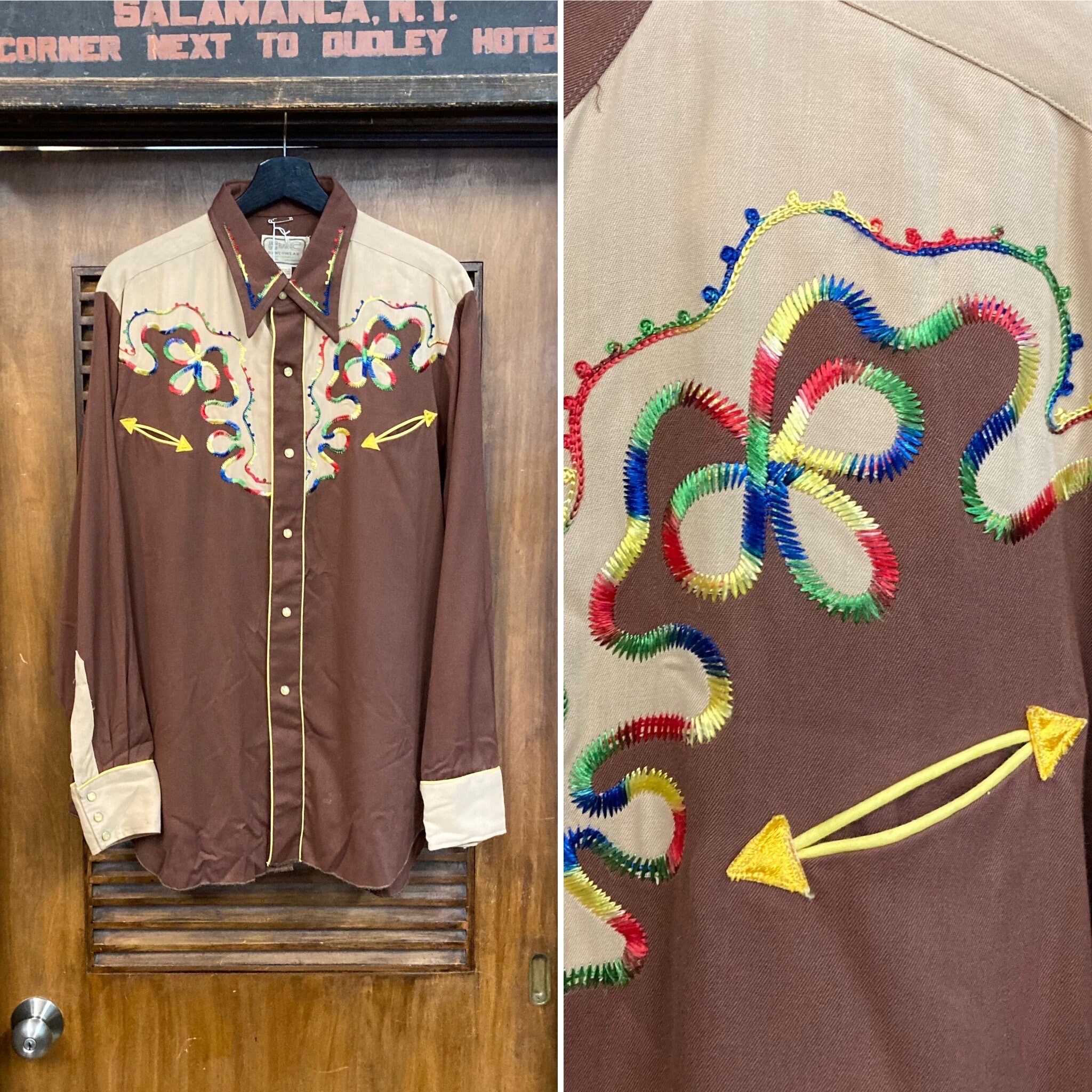 Vintage 1950's Size L “H Bar C” Western Cowboy Rayon Vintage 1950's Size L “H Bar C” Western Cowboy Rayon