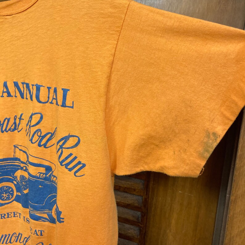 Vintage 1970s Hot Rod Drag Race Orange Cotton Back Print T-Shirt, 70s Tee Shirt, Vintage Clothing image 8