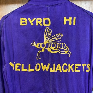 Vintage 1930s Yellow Jackets Athletic School Purple Workwear Outfit, Vintage 1930s Coveralls, Vintage Workwear, Chainstitch, Embroidered image 9