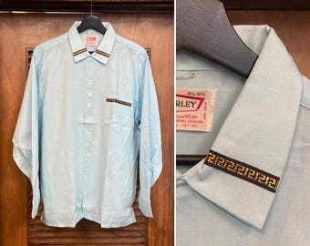 Vintage 1950s Penney's Towncraft Rayon Button Front Shirt Medium