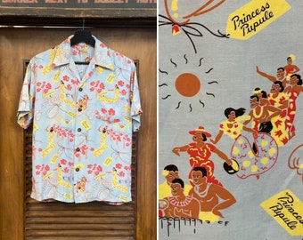 トップス 60s vintage rayon ALOHA shirt Vintage Rare 60s Hawaiian Floral Rayon Silky Long Sleeve