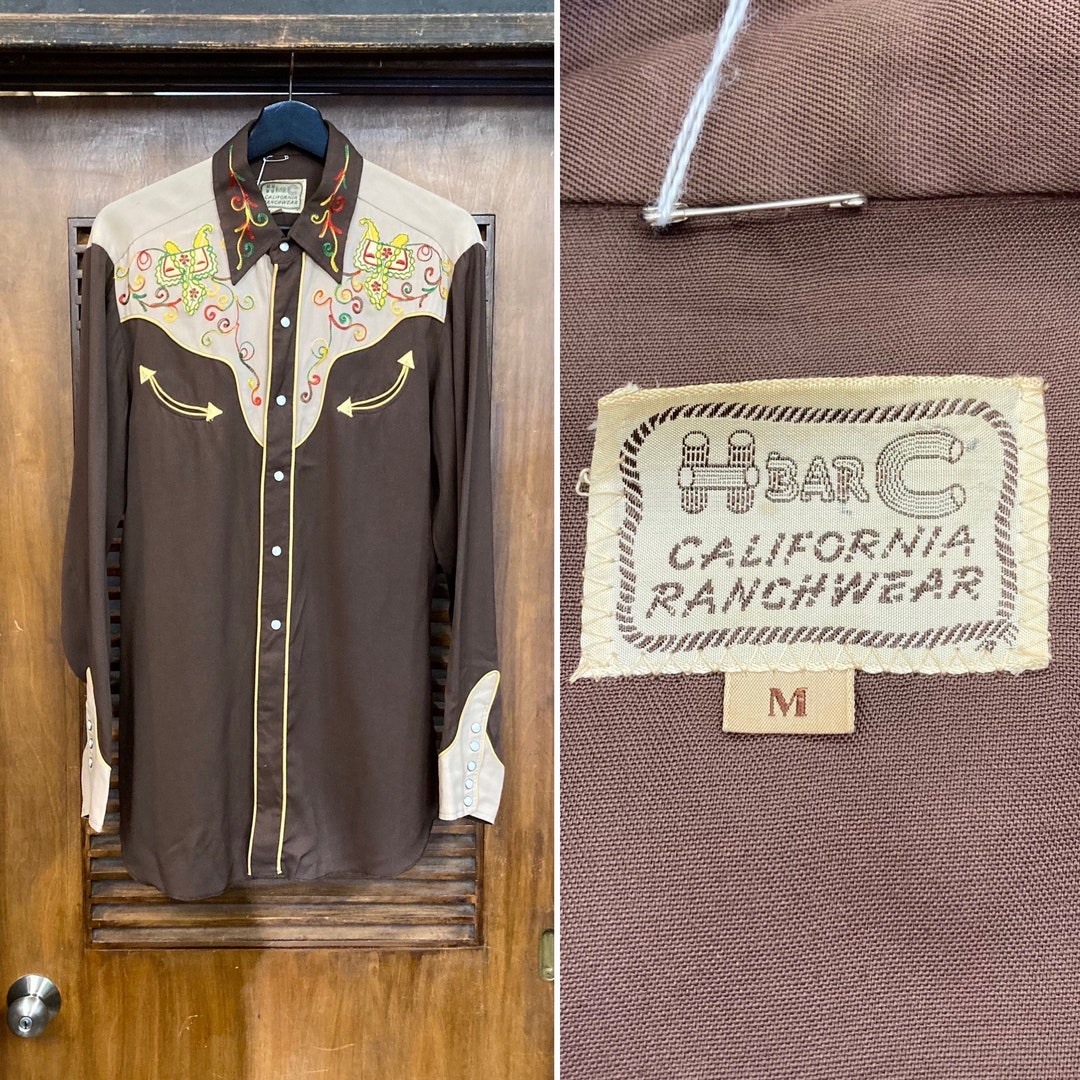 Vintage 1950's “H Bar C” Two-tone Saddle Detail Rayon Vintage 1950's “H Bar C” Two-tone Saddle Detail Rayon