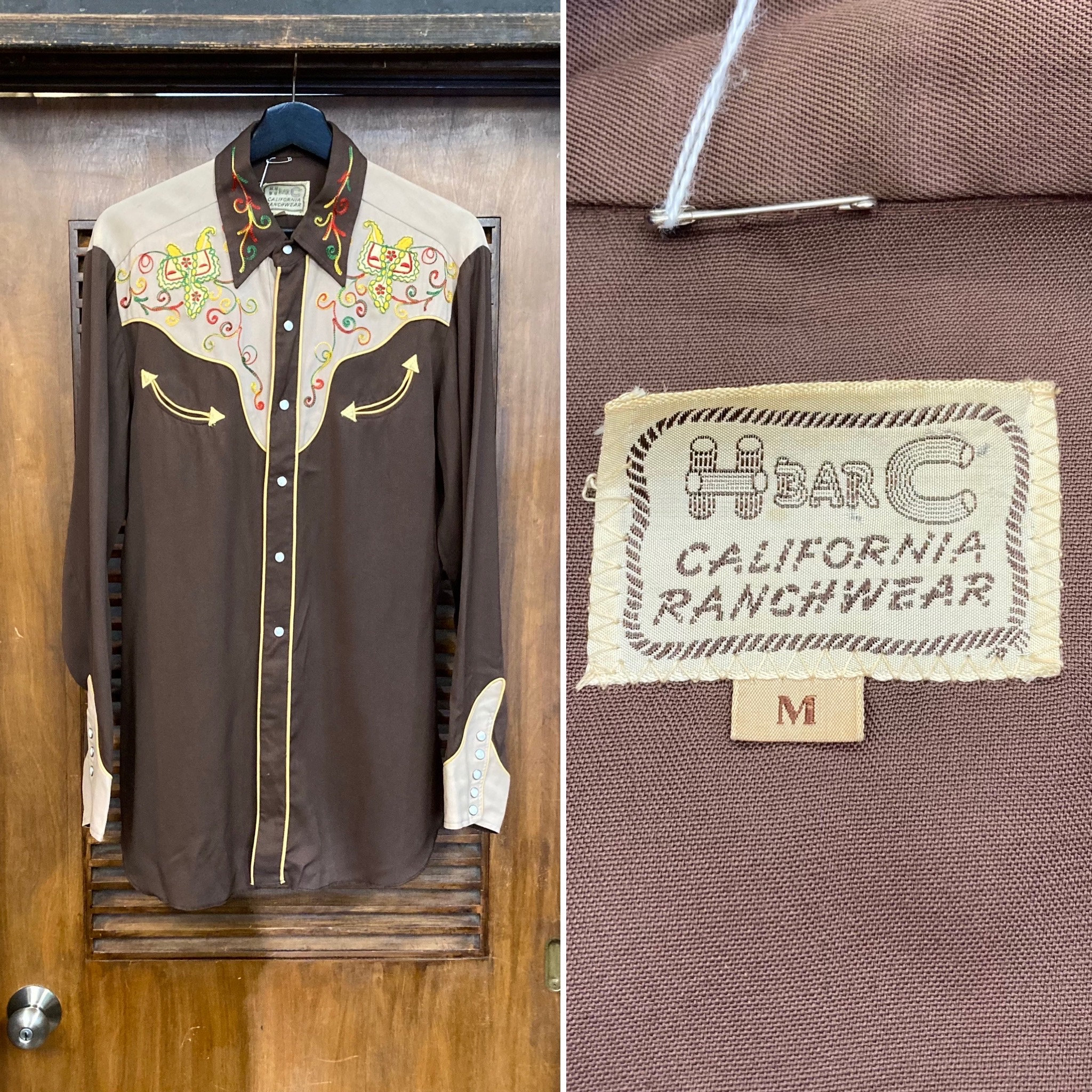 Vintage 1950s H Bar C Two-tone Saddle Detail Rayon Gabardine Western Cowboy Rockabilly Shirt, 50s Snap Button Shirt, Vintage Clothing - Etsy Vintage 1950s H Bar C Two-tone Saddle Detail Rayon Gabardine Western Cowboy Rockabilly Shirt, 50s Snap Button Shirt, Vintage Clothing - Etsy