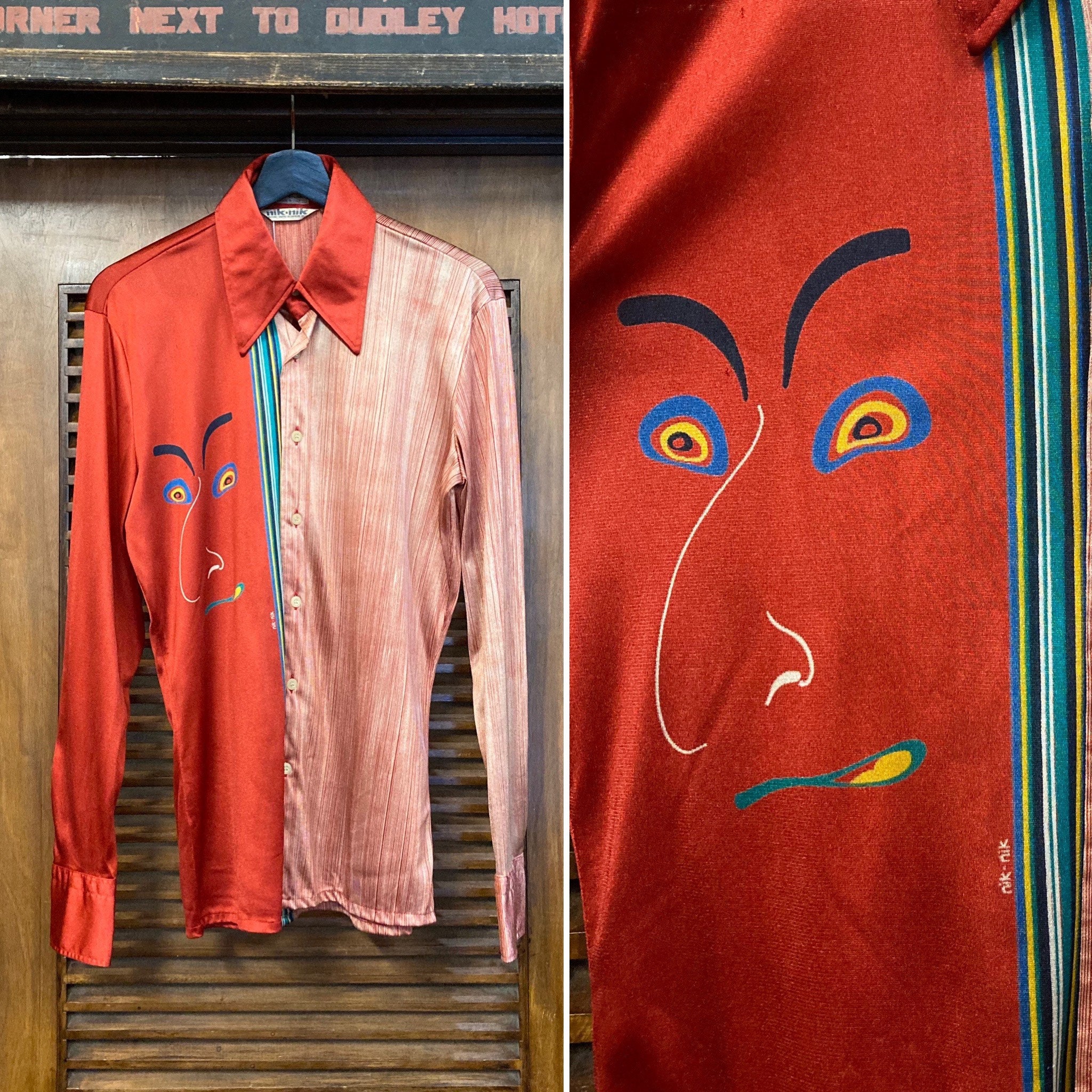 Vintage 1970s nik Nik Label Japanese Kabuki Disco Polyester Shirt, 70s  Disco Shirt, 70s Fitted Shirt, Kabuki Theatre, Vintage Clothing 
