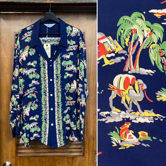 50s Hawaiian Shirt 50年代 ヴィンテージハワイアンシャツ M ビンテージハワイアンシャツ50年代