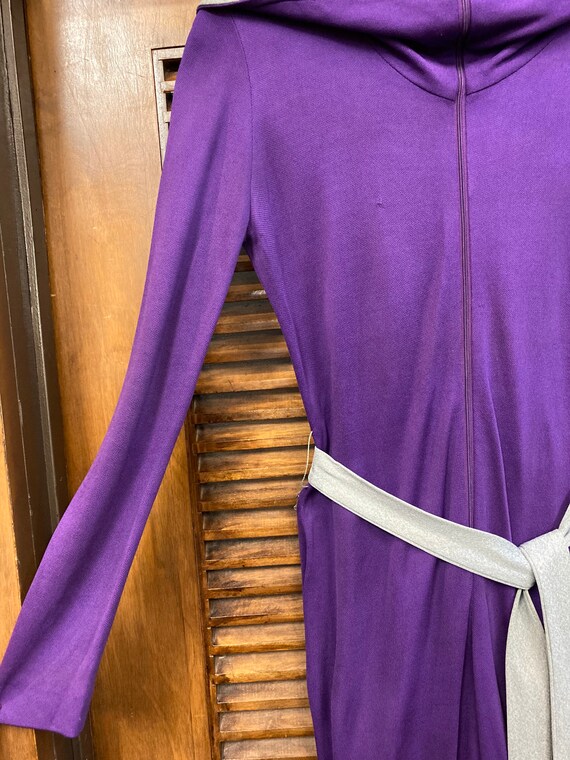 Vintage 1970’s Purple Grey Hooded Jumpsuit, Vinta… - image 3