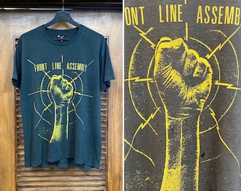 Vintage 1980’s Original “Front Line Assembly” Industrial Electronic Band T-Shirt, Electro, Goth, 80’s Tee Shirt, Vintage Clothing
