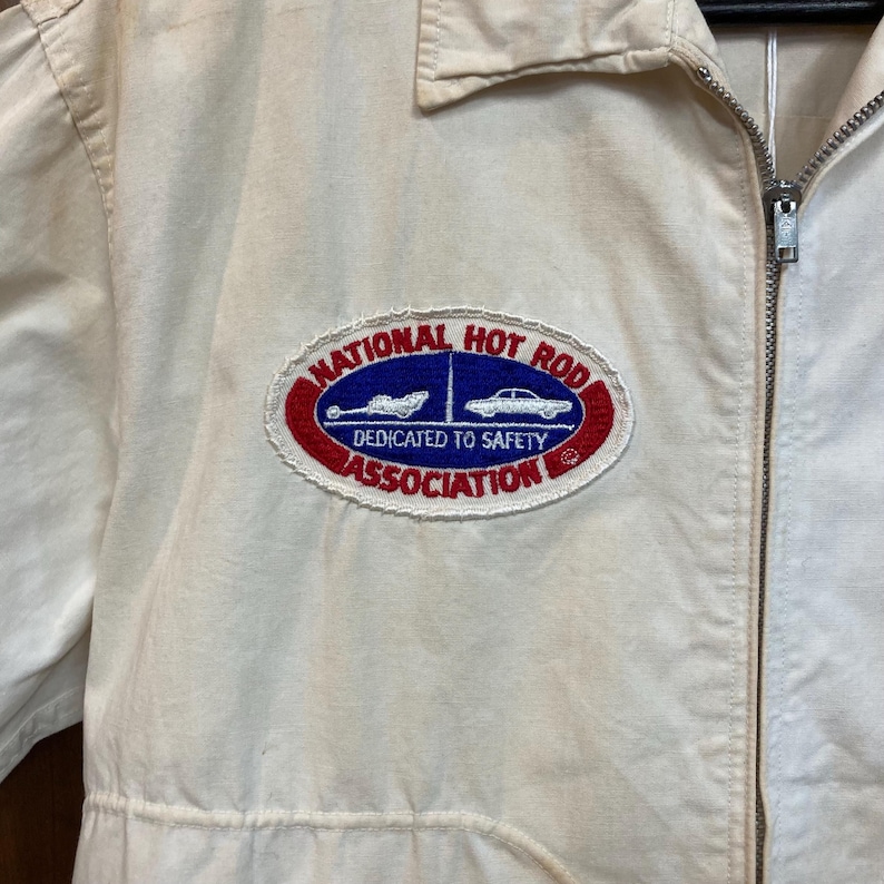 Chaqueta cortavientos de algodón vintage de los años 50, ganadora de la categoría de carreras de resistencia NHRA Hot Rod, original, chaqueta Dragway, chaqueta de los años 60, ropa vintage imagen 7