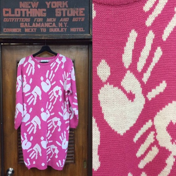 Vintage 1980’s “Plain Jane” Handprint Knit Sweater