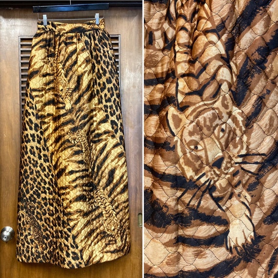 Vintage 1960’s Animal Print Maxi Quilted Mod Skirt