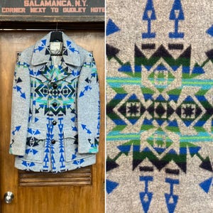Vintage 1970-tals "Pendleton" sydvästlig ull Mackinaw filt ytterjacka, 70-tals vintagekläder