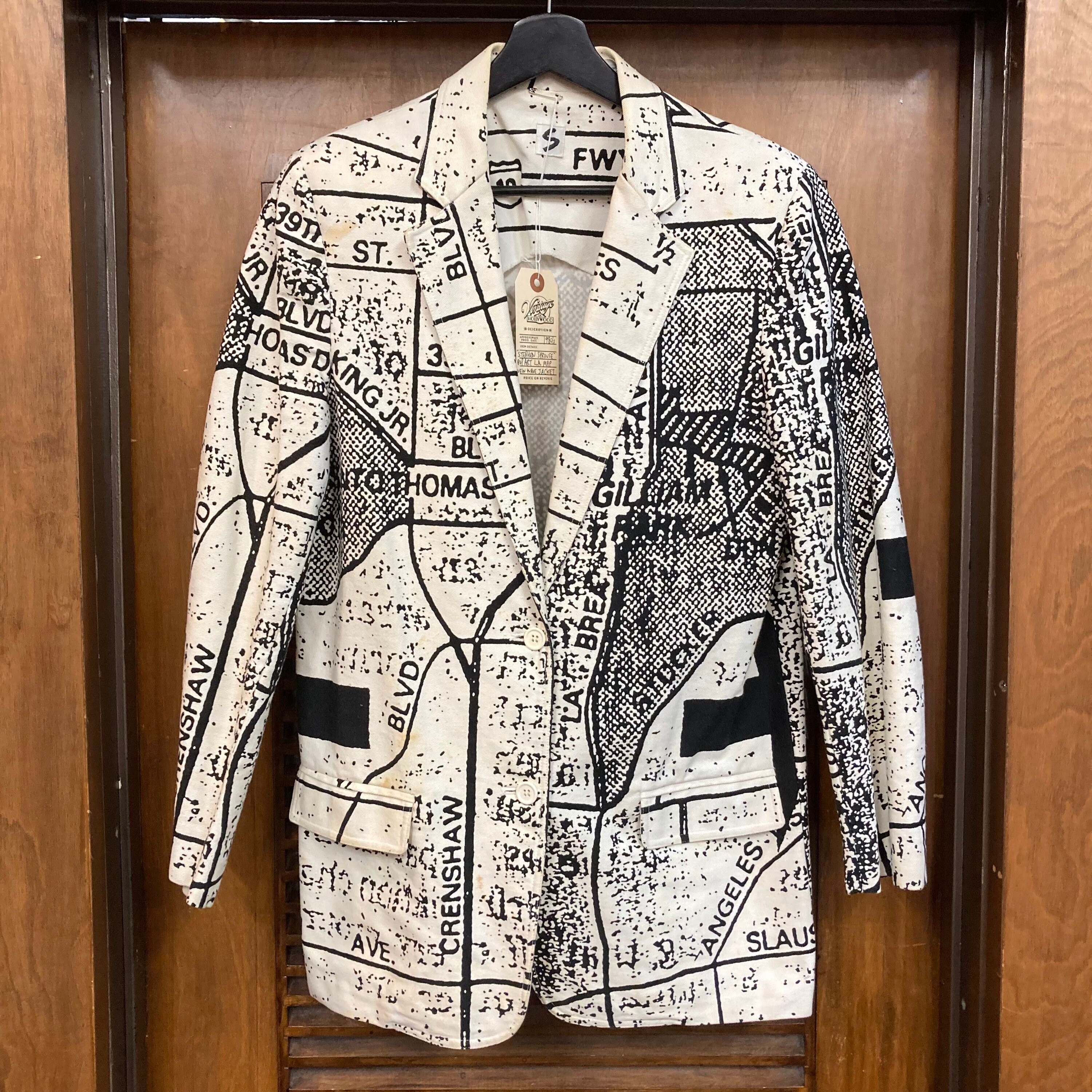 VintageOnHollywood Vintage 1980's Stephen Sprouse Pop Art L.A. Map New Wave Jacket, 80's Designer, Vintage Clothing