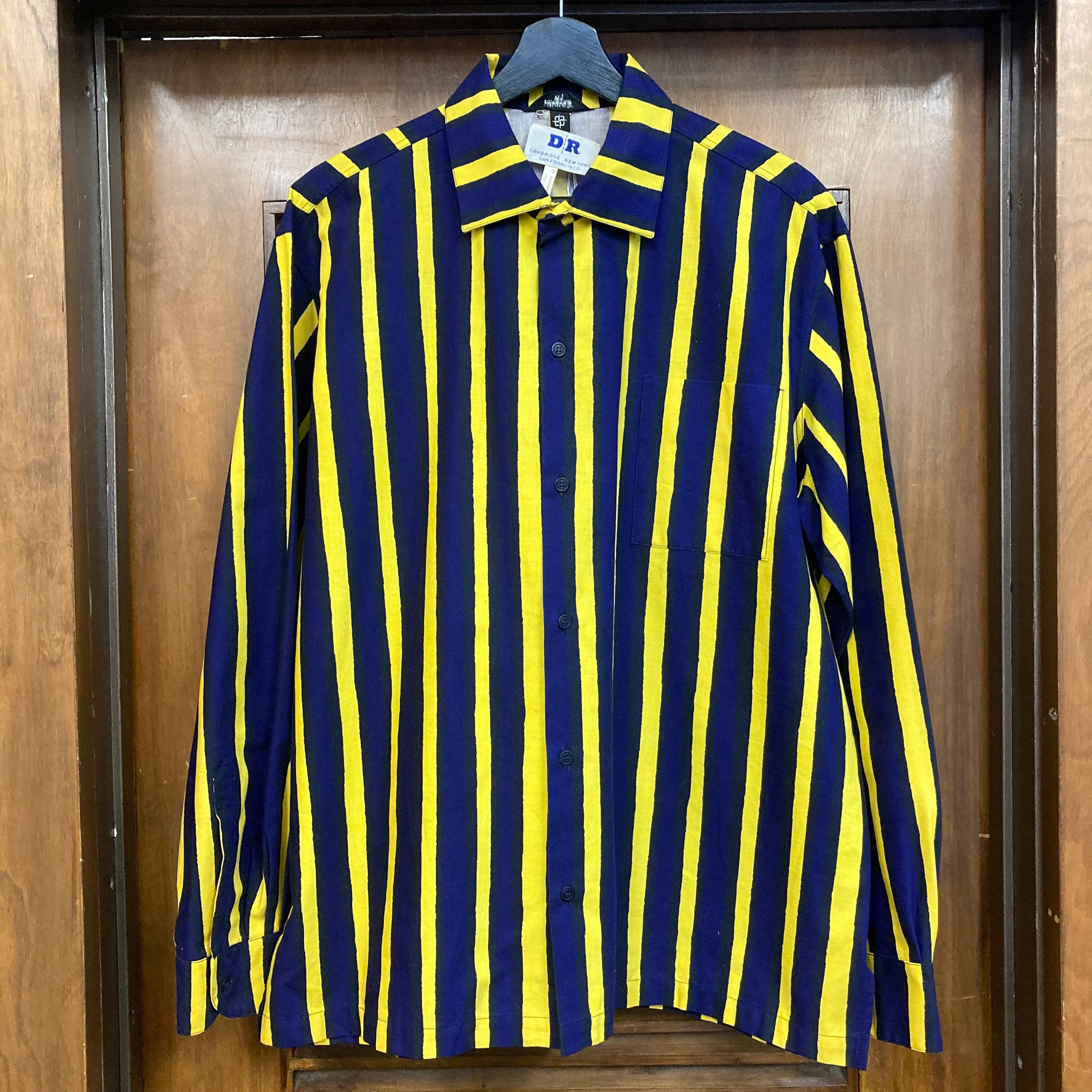 60s ヴィンテージ M.MCLNERY アート ストライプ 半袖 シャツ L 60's CAMPUS ストライプ柄 半袖シャツ クリームイエロー 表記(M