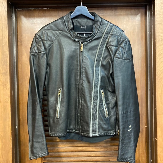 Vintage 1960’s Two-Tone Cafe Racer Leather Jacket… - image 2