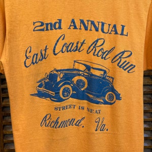 Vintage 1970s Hot Rod Drag Race Orange Cotton Back Print T-Shirt, 70s Tee Shirt, Vintage Clothing image 6