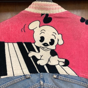 Vintage 1980s Too Cute Betty Boop Pudgy Dog Denim Patchwork Cropped Bomber Jacket, 80s Jean Jacket, Vintage Clothing image 8