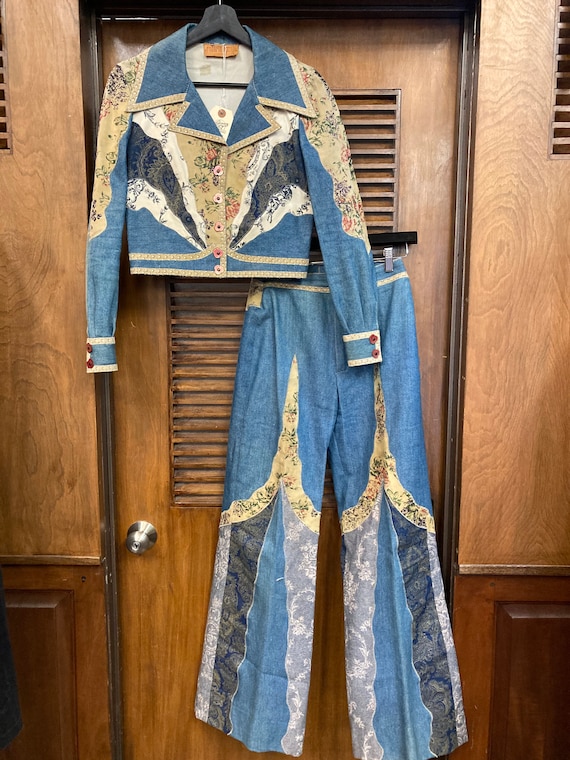 Vintage 1960's “roberto Cavalli” Denim Patchwork Mod Hippie Two