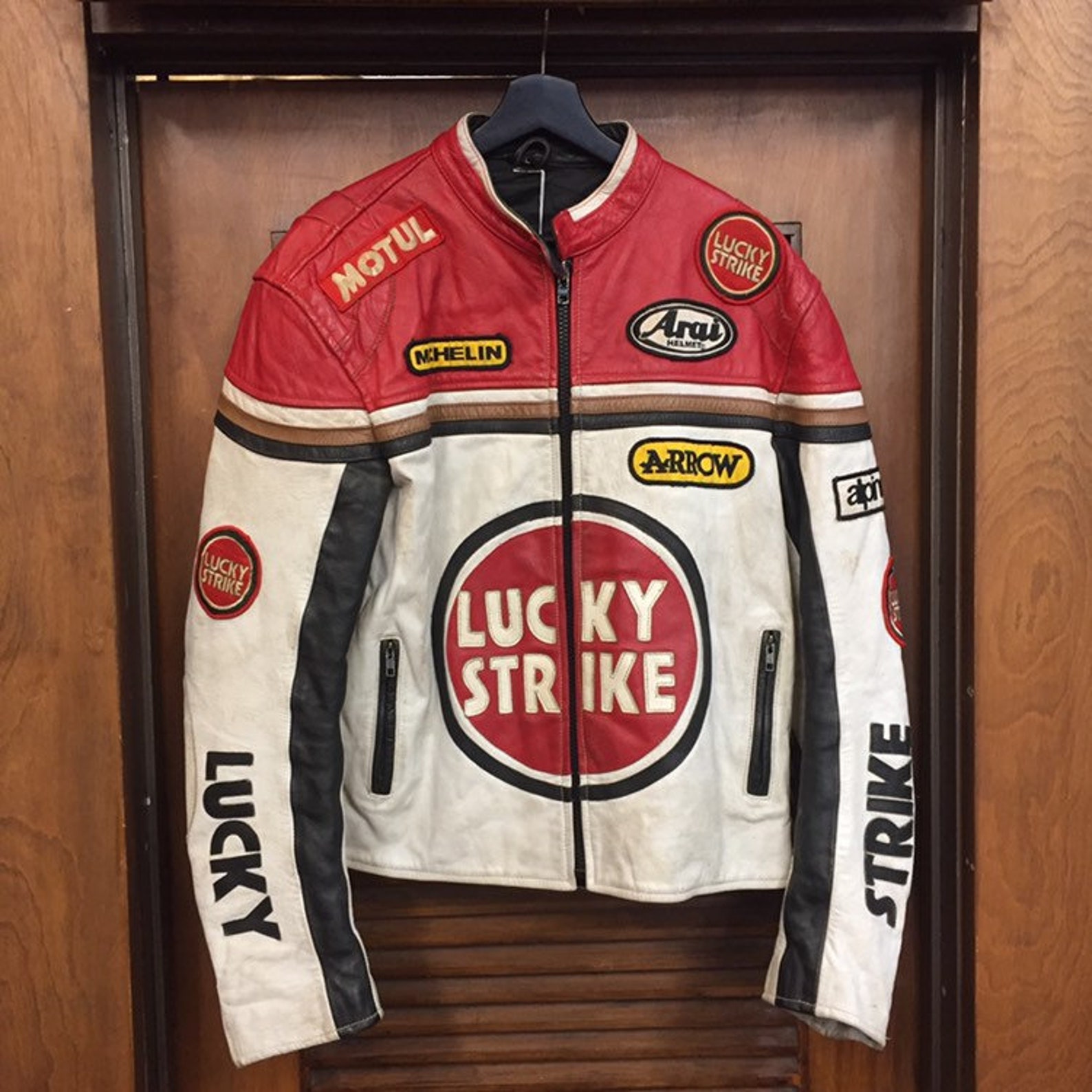 Vintage 1980s lucky Strike Leather Racing Logo Jacket | Etsy